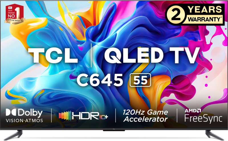 TCL C645 139 cm (55 inch) QLED Ultra HD (4K) Smart Google TV With Hands-Free Voice Control(55C645)