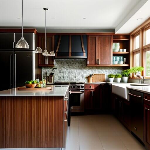 a contemporary kitchen designed in a bohemian style