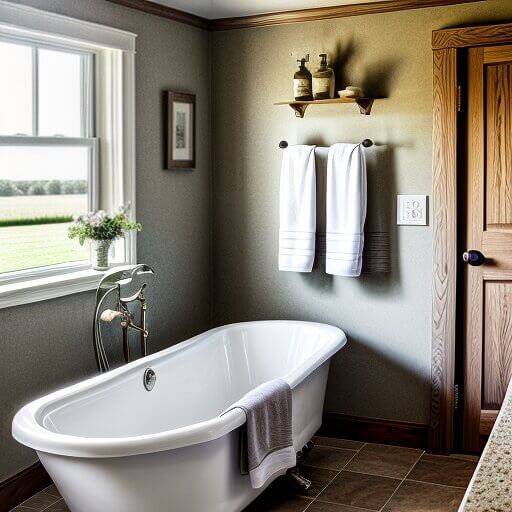 a bathroom designed in a farmhouse design