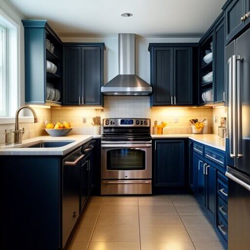 a kitchen designed in a navy style