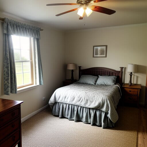 a bedroom designed in a country design