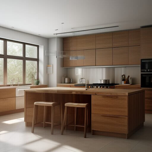 a kitchen designed in an organic modern kitchen