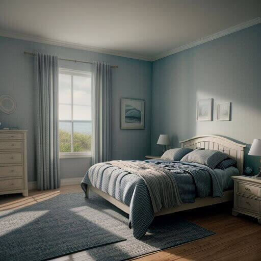 a bedroom designed in a coastal style