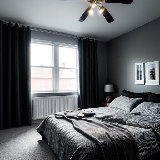 a bedroom designed in a dark design