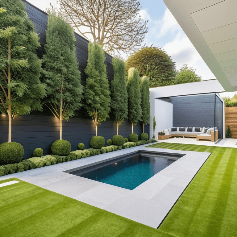 a front yard designed in a contemporary design