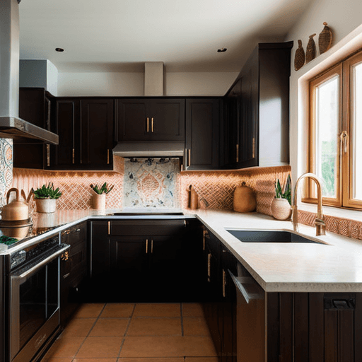 a contemporary kitchen designed in a bohemian style