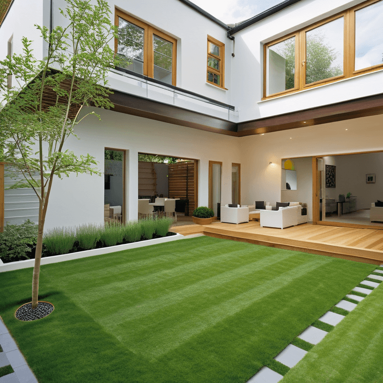 a front yard designed in a contemporary design