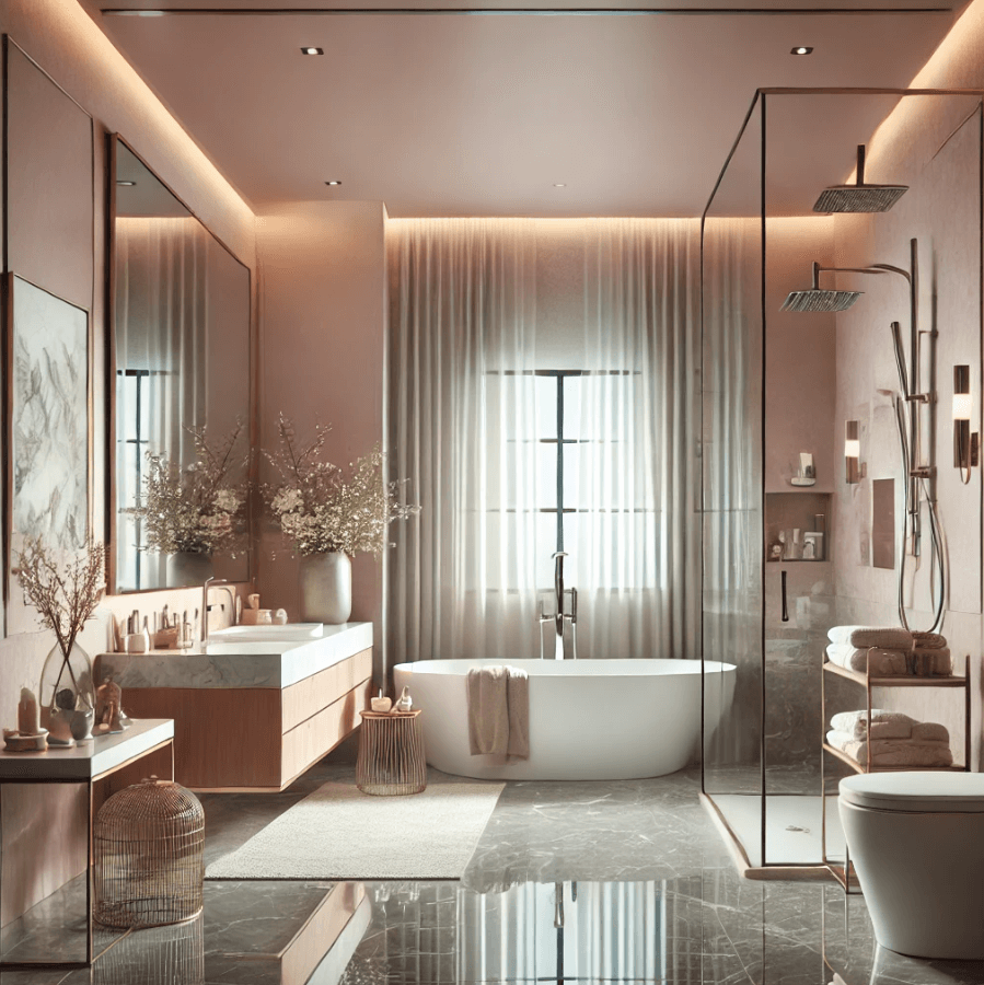 a romantic bathroom designed in a contemporary style