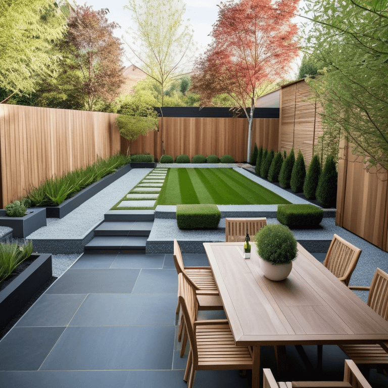 a front yard designed in a contemporary design