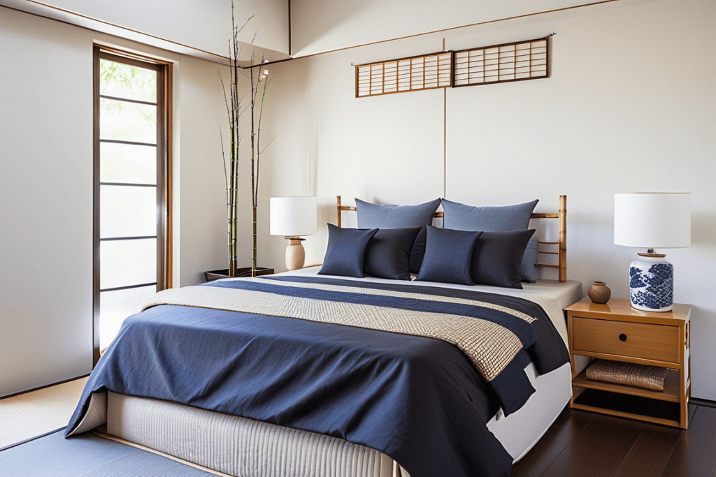 a bedroom designed with a Japanese style