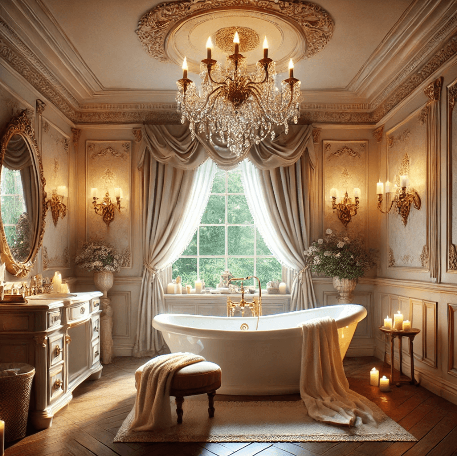 a bathroom designed in a romantic style