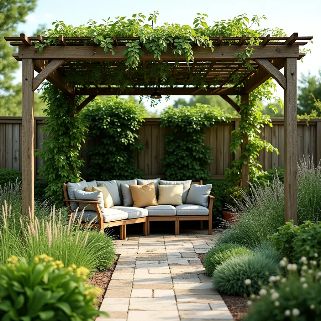 Beautiful corner garden ideas featuring a serene wooden bench, vibrant flowers, lush greenery, and a charming stone pathway, perfect for creating a peaceful outdoor retreat.